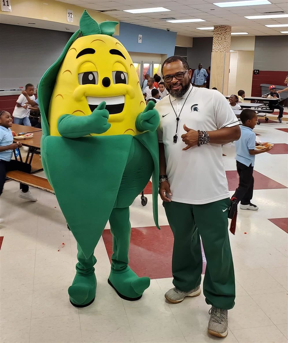  Coach Carson with the Fall Harvest Festival Mascot